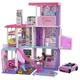 Barbie HCD51-60. Geburtstag Traumvilla Spielset mit 2 exklusiven Puppen und Cabrio-Auto, Puppenhaus mit Möbeln und diversen Zubehör-Teilen, Lichtern und Sounds, Spielzeug für Kinder ab 3 Jahren