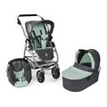 Bayer Chic 2000 - Puppenwagen Emotion All In, 3in1 Puppenwagen-Set bestehend aus Babywanne, Sportsitz und Autositz, Melange dunkelgrau, Mint