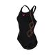 ARENA Damen Women's Swimsuit V Back Graphic Badeanz ge, Black-freak Rose, 40 EU