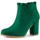 Perphy Women's Ruffle Block High Heels Ankle Boots Emerald Green 7.5 UK/Label Size 9.5 US