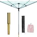 1ABOVE 4 Arm Rotary Airer, Outdoor Clothes Washing Line Airer With 45M PVC Coated, Includes Water Resistant Ground Mount Socket, Peg bag with Free Rotary Airer Cover.