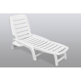 Grand Soleil Cottage 3 Position Sun Outdoor Chair - Lounger w/ Wheels - Plastic in White | Wayfair S6805B