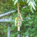 Evergreen Enterprises, Inc 7" Art Glass Watercolor Blue & Yellow Swirl Bell Shaped Wind Chime Wood in Brown | 7 H x 5 W x 5 D in | Wayfair