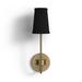 Birch Lane™ Seeley 1 - Light Dimmable Brass Armed Sconce Metal/Fabric in Black | 17.25 H x 5.13 W x 7.5 D in | Wayfair