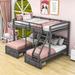 Harriet Bee Full Over Twin & Twin 3 Drawer Triple/Quad Bunk Bed in Gray | 70 H x 78 W x 99 D in | Wayfair C225D6CB581F43C1A0BBEDB9681A059D
