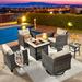 Red Barrel Studio® 6 Piece Wicker/Rattan Patio Seating Group w/ Cushions (Fire Pit & Swivel Rocking Chairs Included) Synthetic Wicker/All | Wayfair