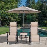 Arlmont & Co. Outdoor 3 Pieces Folding Portable Reclining Lounge Chairs Table Set in Black | Wayfair 181AADC8090143B18BC9E7F0AAE08A8A