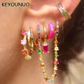 EllyoUNUO-Ensemble de boucles d'oreilles à tige remplie d'or pour femmes mancommuniste d'oreille