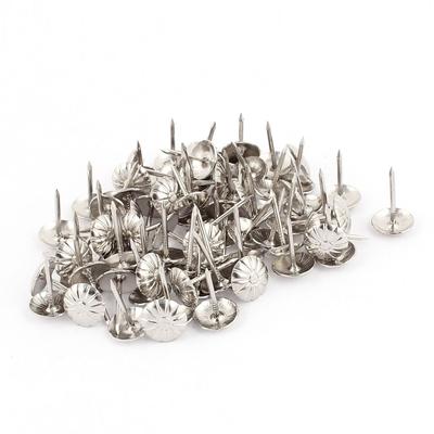 7/16-inch Dia Chrysanthemum Nail Pushpin Upholstery Thumb Tack Silver Tone 80pcs - Silver Tone