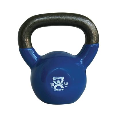 CanDo® vinyl-coated kettlebell - Blue - 15 lb