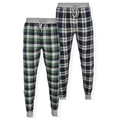 Men's Big & Tall Mens Hanes 2Pk Flannel Sleep Jogger Men'S Sleepwear by Hanes in Green Black (Size XL)