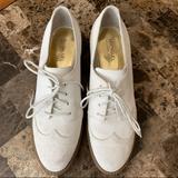 Michael Kors Shoes | Authentic Michael Kors Leather Shoes | Color: Gold/White | Size: 9