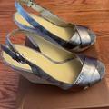 Coach Shoes | Coach Ferry Logo Wedge Sandals Silver/Gray Size 7 | Color: Gray/Silver | Size: 7