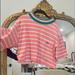 Urban Outfitters Tops | Gotcha Pink Striped Crop Top With Mock Neck Detailing | Color: Pink | Size: Xs