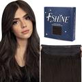 Fshine Fish Wire Hair Extensions Real Human Hair 12 Inch Color 2 Dark Brown Fish Line Hair Extensions 70 Gram Human Wire Hair Extensions Real Remy Invisible Wire Extensions