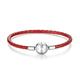 Women's Charm Bracelet 17-19 cm 925 Sterling Silver Blue Leather Love Lock Snowflake Charm Christmas for Mum Wife (Red Pu 17cm Bracelet)