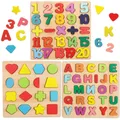 Jeu de société éducatif Montessori pour enfants puzzle en bois forme assortie puzzle 3D alphabet