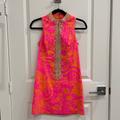 Lilly Pulitzer Dresses | Lilly Pulitzer Hot Pink/Gold Alexa High Collar Shift Casual Dress | Color: Gold/Pink | Size: 0