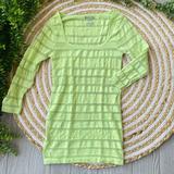 Free People Tops | Free People Women's Highlighter Yellow / Green Fitted Top 3/4 Sleeve Size Xs | Color: Yellow | Size: Xs