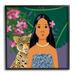 Stupell Industries Portrait Girl Leopard Friend Pink Flowers Leaves by Sally Springer Griffith - Graphic Art in Brown | Wayfair al-503_fr_12x12