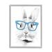 Stupell Industries Monochrome Bunny Rabbit Blue Glasses Portrait Design by Annalisa Latella - Graphic Art Wood in Brown | Wayfair al-267_gff_11x14