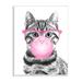 Stupell Industries Adorable Cat Bubble Gum Pink Glasses Monochrome Illustration by Annalisa Latella - Graphic Art Wood in Brown | Wayfair