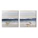 Stupell Industries Birds on Beach Shore Ocean Waves Blue Sky Landscape by Sally Swatland - 2 Piece Painting Set Canvas in Blue/Brown | Wayfair