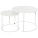 Lot de 2 tables basses rondes gigognes empilables de jardin métal époxy blanc - Blanc