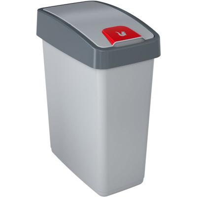 Premium Abfallbehälter mit Flip-Deckel, Soft Touch, 25 l, Magne, Silber - Keeeper