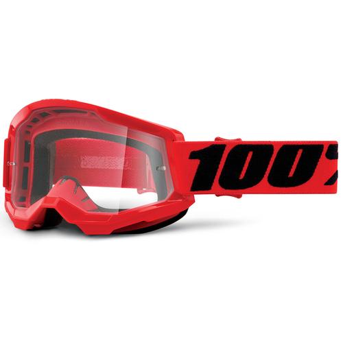 100% Strata 2 Clear Motocross Brille, schwarz-rot