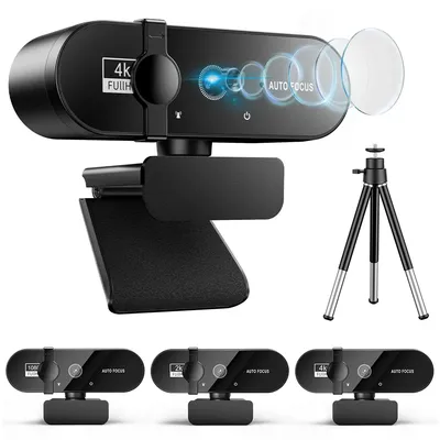 Webcam avec Microphone et Trépied Autofocus Mini Caméra USB pour Ordinateur Full HD pour PC Mac