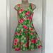 Lilly Pulitzer Dresses | Lilly Pulitzer Sz 0 Cotton Flower Floral Dress | Color: Green/Pink | Size: 0