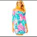 Lilly Pulitzer Dresses | Laurana Off The Shoulder Dress In Multi Beach Please | Color: Blue/Pink | Size: S