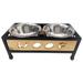 Indipets Woof Bowl/Dish Wood (durable & stylish)/Metal/Stainless Steel (easy to clean) in Brown/Gray | 4.5 H x 16 W x 8 D in | Wayfair 90116
