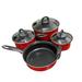 Starcraft 7 Piece Carbon Steel Non Stick Cookware Set Non Stick/Carbon Steel in Red | Wayfair 82333-2