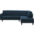 Blue Sectional - Empress 2 Piece Upholstered Fabric Sectional by Modway Polyester | 35.5 H x 101 W x 84 D in | Wayfair EEI-2797-AZU