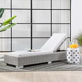 Modway Conway Outdoor Patio Wicker Rattan Chaise Lounge Wicker/Rattan in Gray | 37 H x 28 W x 81 D in | Wayfair EEI-4843-LGR-WHI