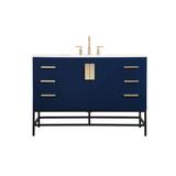 Willa Arlo™ Interiors Corley 48" Single Bathroom Vanity Set Wood/Marble in Blue | 33.5 H x 48 W x 22 D in | Wayfair