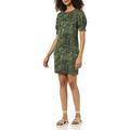 Amazon Essentials Damen Kleid mit Kurzen Puffärmeln aus Superweichem Terry-Frottee, Bequeme Passform (Früher Daily Ritual), Olivgrün Marmor, XL