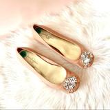 Jessica Simpson Shoes | Jessica Simpson Lepolia Pink Faux Leather Jeweled Ballet Flats | Color: Cream/Pink | Size: 8