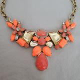 J. Crew Jewelry | Jcrew Neon Crystal Statement Bib Necklace - Like New! | Color: Gold/Pink | Size: Os