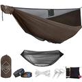 Onewind 11ft Camping Hammock with Tree Straps, Ridgeline Double Hammock with Mosquito Net, Portable Double Hammock for Wild Camping, Backpacking and Hiking, Coyote Brown