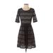 En Focus Studio Casual Dress - A-Line: Black Print Dresses - Women's Size 4