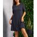 Suzanne Betro Dresses Women's Casual Dresses 101NAVY/IVORY - Navy & Ivory Polka Dot Elbow-Sleeve A-Line Dress - Women & Plus