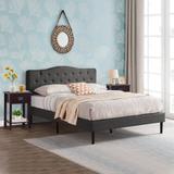 Taomika 3-pieces Bedroom Set with Height Adjustable Upholstered Dark Grey Bed