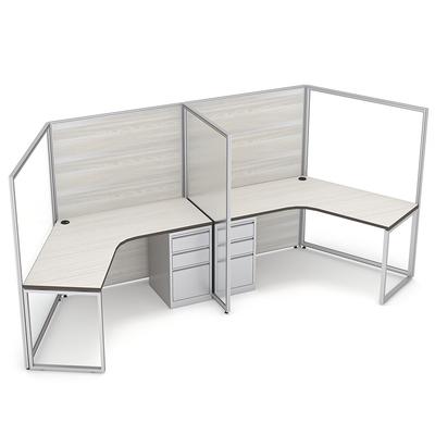SAPslim 2-Person 120 Degree Cubicle Workstations with Storage 4X4X65