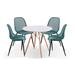 Corrigan Studio® Vita 5-piece Dining Set, 1 Table & 4 Stackable Chairs Plastic/Acrylic/Wood in Brown/White | 28.37 H x 39.4 W x 39.4 D in | Wayfair