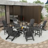 Beachcrest Home™ Shaunna Adirondack Chair w/ Table & Ottoman Plastic/Resin in Gray | 34.5 H x 29.5 W x 34.25 D in | Wayfair