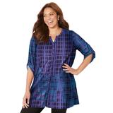 Plus Size Women's UPTOWN TUNIC BLOUSE by Catherines in Purple Abstract Plaid (Size 4X)