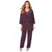 Plus Size Women's Embellished Capelet Pant Set by Roaman's in Dark Berry (Size 24 W)